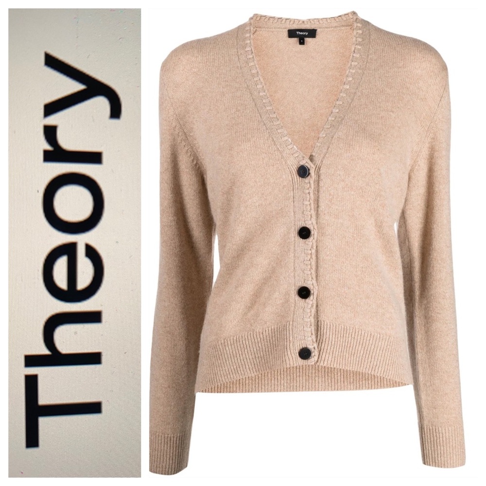 THEORY Womens Cashmere Knit Button Up Cardigan Sweater